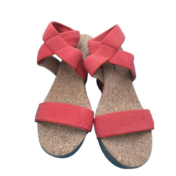 Lucky Brand Maxyne Shoes cork Wedges Orange Ankle strap size 7 NWOT - Picture 2 of 9